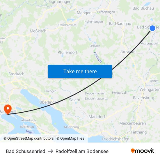 Bad Schussenried to Radolfzell am Bodensee map