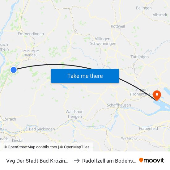 Vvg Der Stadt Bad Krozingen to Radolfzell am Bodensee map