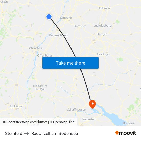 Steinfeld to Radolfzell am Bodensee map