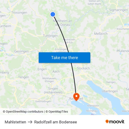 Mahlstetten to Radolfzell am Bodensee map