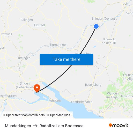 Munderkingen to Radolfzell am Bodensee map