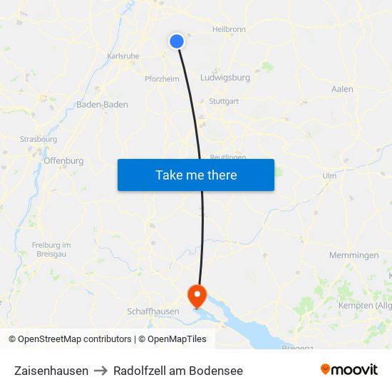 Zaisenhausen to Radolfzell am Bodensee map