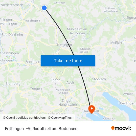 Frittlingen to Radolfzell am Bodensee map