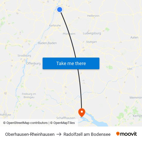 Oberhausen-Rheinhausen to Radolfzell am Bodensee map