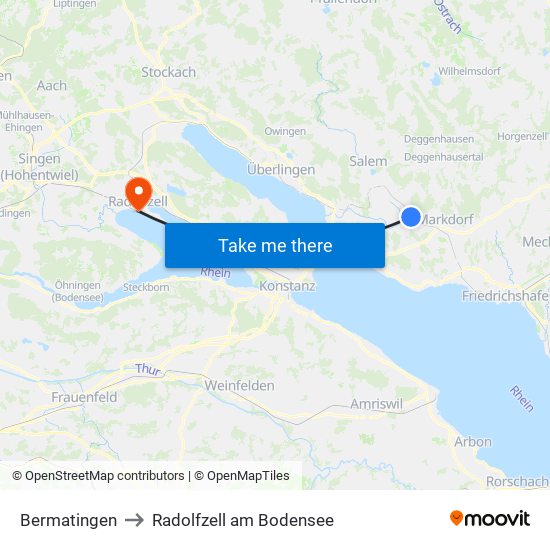 Bermatingen to Radolfzell am Bodensee map