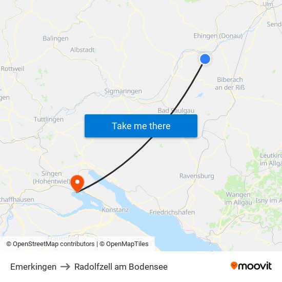 Emerkingen to Radolfzell am Bodensee map