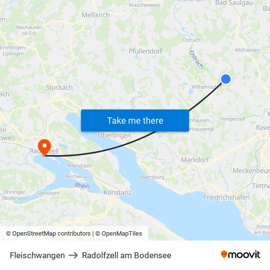 Fleischwangen to Radolfzell am Bodensee map