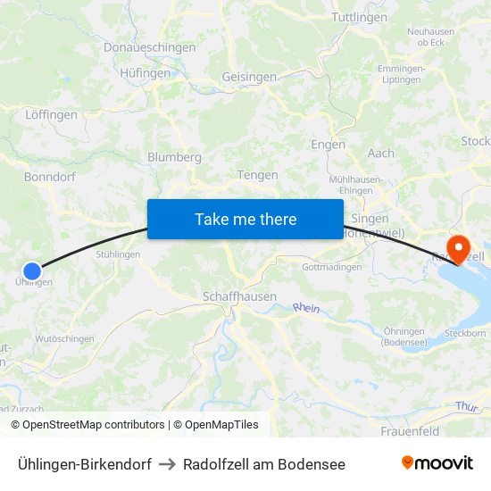 Ühlingen-Birkendorf to Radolfzell am Bodensee map