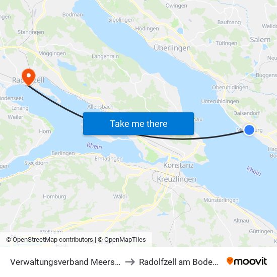 Verwaltungsverband Meersburg to Radolfzell am Bodensee map