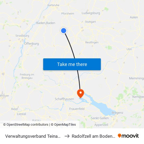 Verwaltungsverband Teinachtal to Radolfzell am Bodensee map