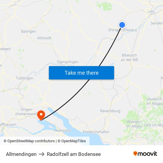 Allmendingen to Radolfzell am Bodensee map