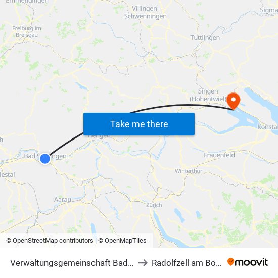 Verwaltungsgemeinschaft Bad Säckingen to Radolfzell am Bodensee map