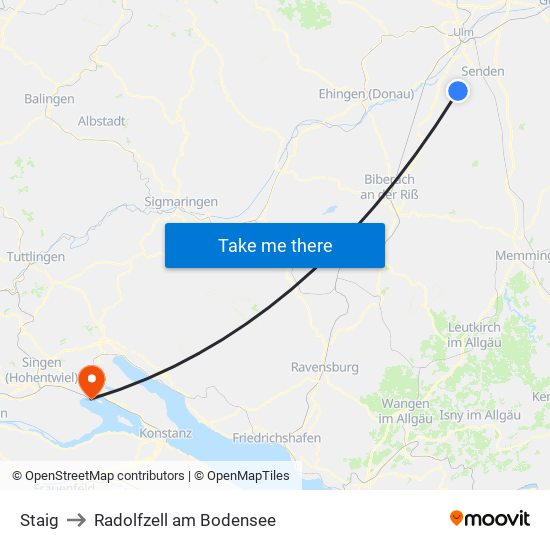 Staig to Radolfzell am Bodensee map