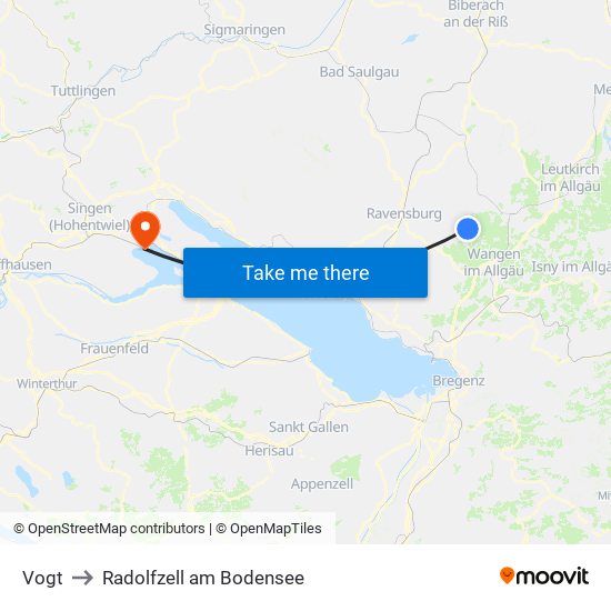 Vogt to Radolfzell am Bodensee map