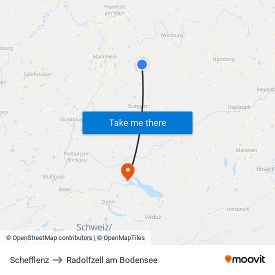 Schefflenz to Radolfzell am Bodensee map