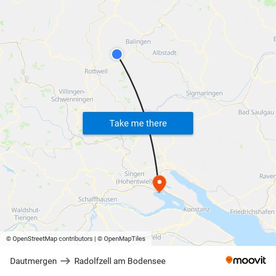 Dautmergen to Radolfzell am Bodensee map