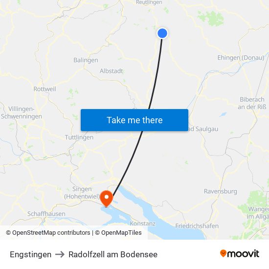 Engstingen to Radolfzell am Bodensee map