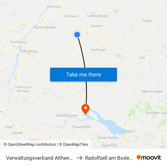 Verwaltungsverband Althengstett to Radolfzell am Bodensee map