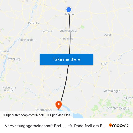 Verwaltungsgemeinschaft Bad Friedrichshall to Radolfzell am Bodensee map