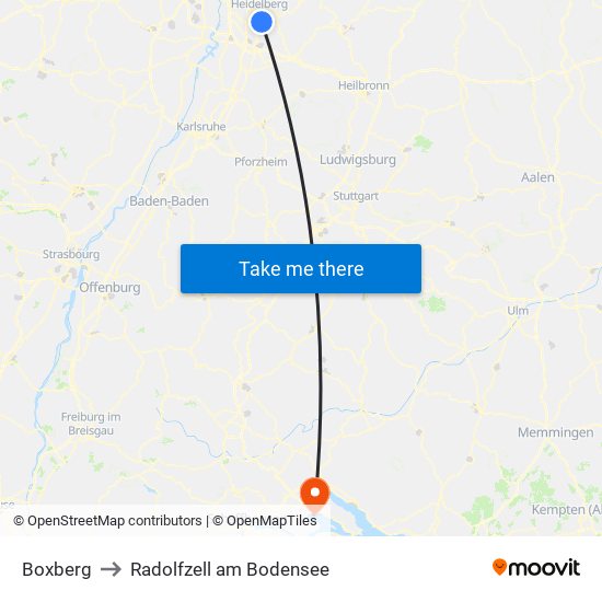 Boxberg to Radolfzell am Bodensee map