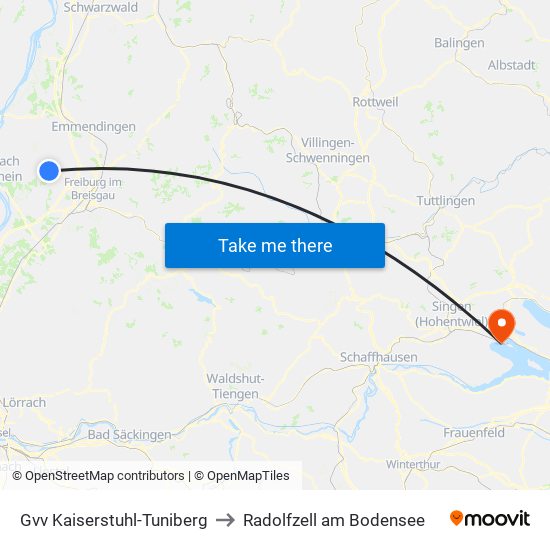 Gvv Kaiserstuhl-Tuniberg to Radolfzell am Bodensee map