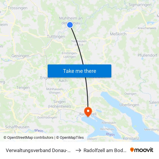 Verwaltungsverband Donau-Heuberg to Radolfzell am Bodensee map