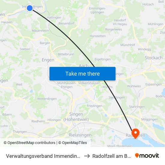 Verwaltungsverband Immendingen-Geisingen to Radolfzell am Bodensee map