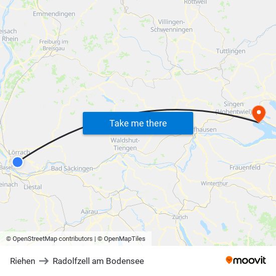 Riehen to Radolfzell am Bodensee map