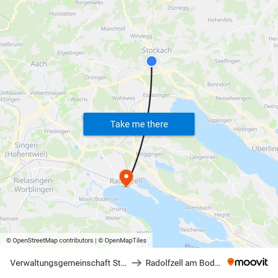 Verwaltungsgemeinschaft Stockach to Radolfzell am Bodensee map