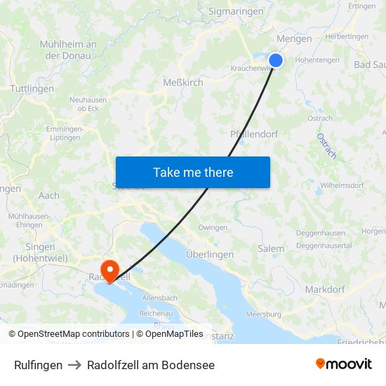Rulfingen to Radolfzell am Bodensee map