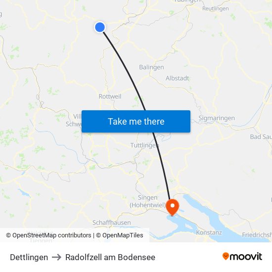 Dettlingen to Radolfzell am Bodensee map