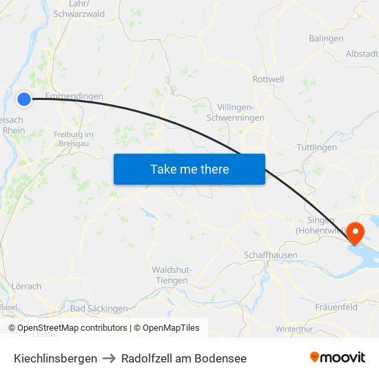 Kiechlinsbergen to Radolfzell am Bodensee map