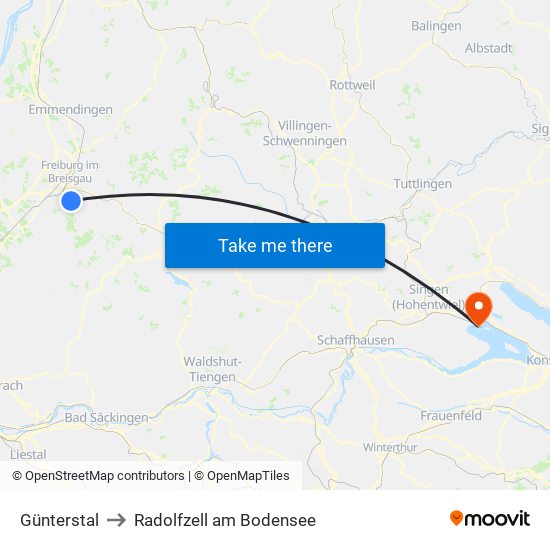 Günterstal to Radolfzell am Bodensee map