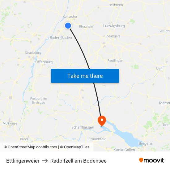 Ettlingenweier to Radolfzell am Bodensee map