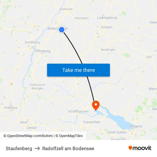 Staufenberg to Radolfzell am Bodensee map