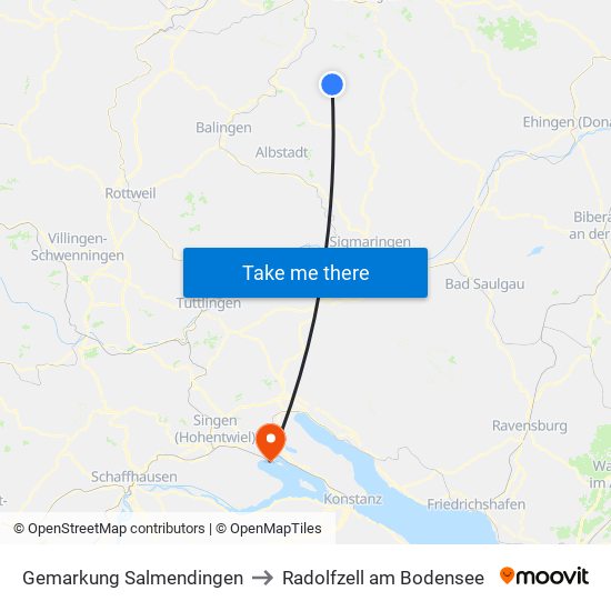 Gemarkung Salmendingen to Radolfzell am Bodensee map