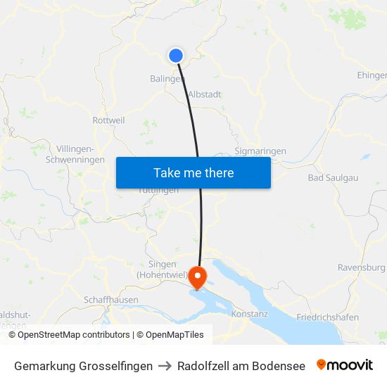 Gemarkung Grosselfingen to Radolfzell am Bodensee map