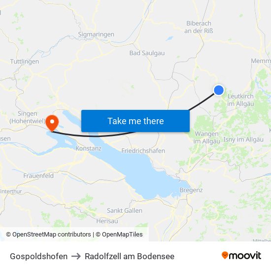 Gospoldshofen to Radolfzell am Bodensee map