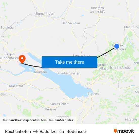 Reichenhofen to Radolfzell am Bodensee map