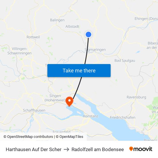 Harthausen Auf Der Scher to Radolfzell am Bodensee map