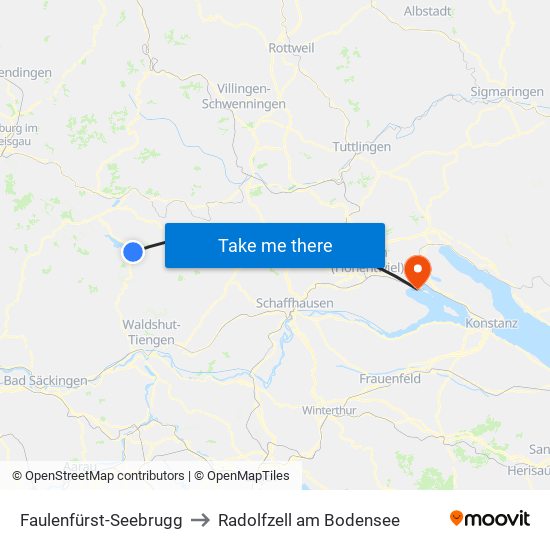 Faulenfürst-Seebrugg to Radolfzell am Bodensee map