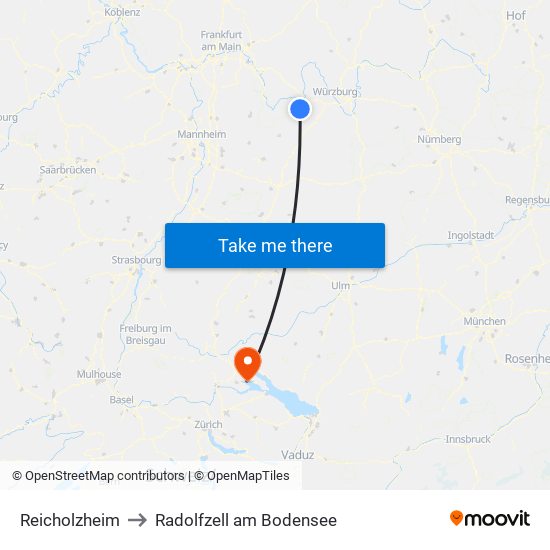 Reicholzheim to Radolfzell am Bodensee map