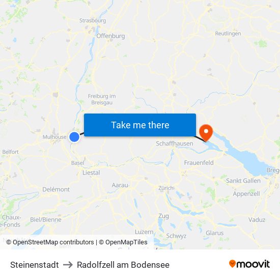 Steinenstadt to Radolfzell am Bodensee map