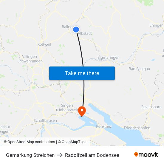 Gemarkung Streichen to Radolfzell am Bodensee map