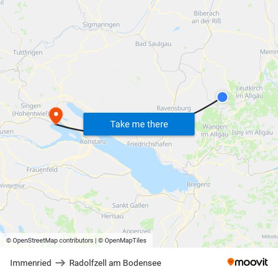 Immenried to Radolfzell am Bodensee map