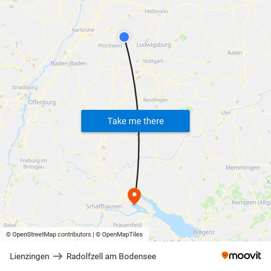 Lienzingen to Radolfzell am Bodensee map