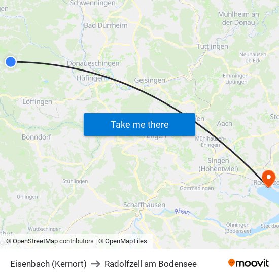 Eisenbach (Kernort) to Radolfzell am Bodensee map