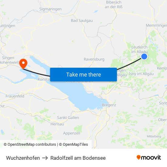 Wuchzenhofen to Radolfzell am Bodensee map