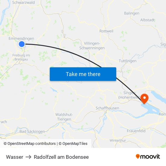 Wasser to Radolfzell am Bodensee map