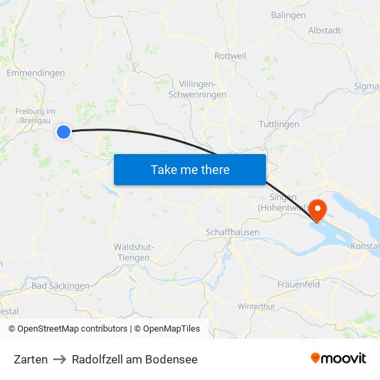 Zarten to Radolfzell am Bodensee map